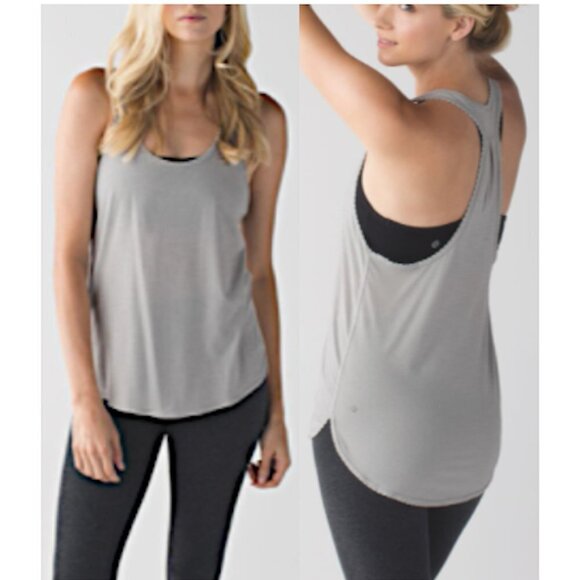 LULULEMON 105 F Singlet Tank Racerback Scallop Trim Heathered Grey Light Luon - Picture 1 of 6